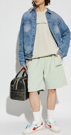 Off-white Denim Shirt With Printed Logo, Mens, Blue