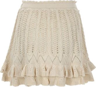Isabel Marant Nelle Open-Knit Scalloped Mini Skirt