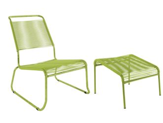 Schubiger M&ouml;bel Spaghetti-Kufen-Lounger-Hochlehner + Hocker S&auml;ntis