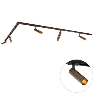 QAZQA Moderno Sistema De Iluminaci&oacute;n De Riel Moderno Con 5 Focos, Bronce Oscuro, Monof&aacute;sico, Gu10, 35 Mm - Iconic Jeana Luxe Acero /pl&aacute;stico Adecuado Para L
