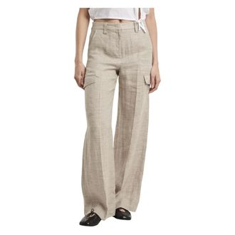 Marella Gelada Cargo Trousers - female - Marella - Wide Trousers - Beige - S - Trousers