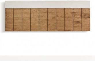 HOGAR 24 Cabecero de madera maciza natural encerado, parte superior blanco