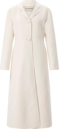 Valentino Single-breasted jas - Dames - Mantels - Beige - Maat: S Zijde