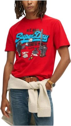 Superdry T-Shirts, male, Red, Size: S New York Red T-shirt Urban Style