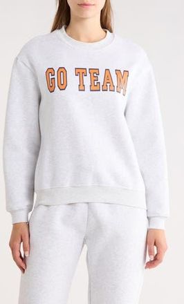 90 Degree by Reflex Varsity Vault Fleece Graphic Sweatshirt in Heather Light Grey/Orange at Nordstrom Rack, Size X-Small