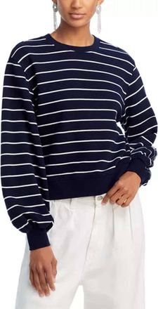 Frame Denim Blouson Sleeve Sweatshirt In Navy Multi