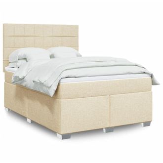 vidaXL Cama Box Spring Con Colch&oacute;n Tela Color Crema 140x190 Cm Vidaxl