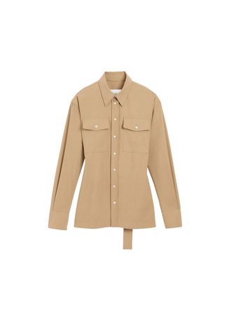 Ami Beige Virgin Wool Puffball Sleeve Shirt