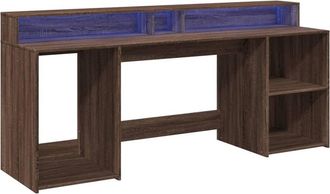 Berkfield Home Soft Desk with LED Lights Brown Oak 200x55x91 cm Engineered Wood | Size: 200 x 55 x 91 cm