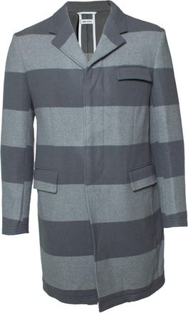 Thom Browne striped wool coat in grey