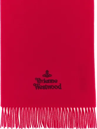 Vivienne Westwood Logo-Embroidered Wool Scarf - Red