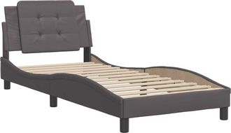 vidaXL Vidaxl - Estructura De Cama Sin Colch&oacute;n Cuero Sint&eacute;tico Gris 90x190 Cm