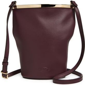Tod's Mini Leather Bucket Bag in Kraft Chiaro at Nordstrom