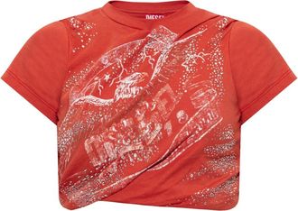 Diesel T-Wincy Crop Top - Dames - T-shirts - Rood - M - Katoen - Tops