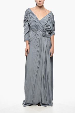 Lanvin Vestito LOUNGE in Seta Drappeggiata con Maniche a Cappa Lanvin