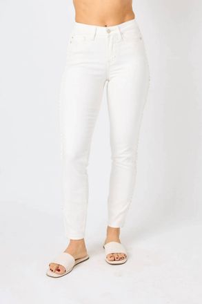 Judy Blue High Expectations Braided Jeans In White