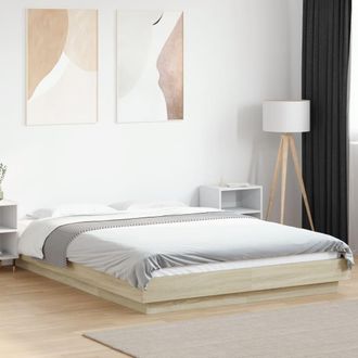 vidaXL Vidaxl - Estructura Cama Con Luces Led Madera Roble Sonoma 140x190 Cm
