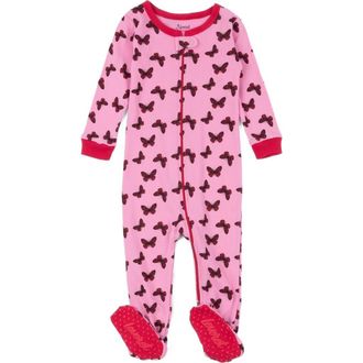 Leveret Kids Footed Cotton Matching Family Pajamas, Nature & Water Prints in Butterfly at Nordstrom, Size 12-18M