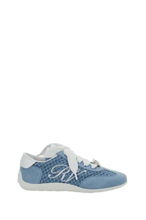 Roger Vivier Low-Profile Blue Sneakers with Textured Finish