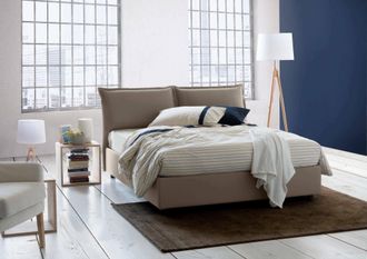 Talamo Italia Talamo Italia - Cama Matrimonial Denise, Cama Contenedor Con Revestimiento De Tela, 100% Made In Italy, Apertura Frontal, Con Colch&oacute;n 160x190 Cm Inclu