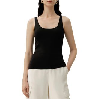 LilySilk Milano Knit Silk Viscose Tank Top in Black at Nordstrom, Size X-Large