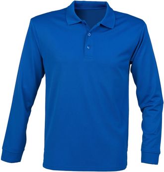 Henbury Long Sleeve Coolplus Polo Shirt - White - 2XL