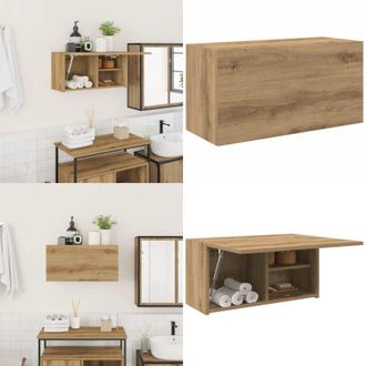 vidaXL Mobiletto da Bagno Rovere Artigianale 60x25x30 cm Truciolato - Armadio da bagno - Armadio in truciolato