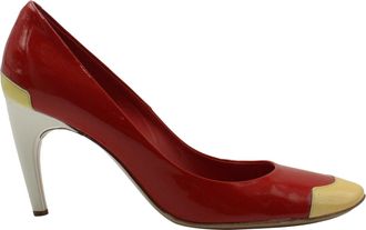 Roger Vivier Colorblock Pumps in Red Patent Leather
