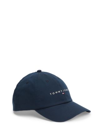 Tommy Jeans Baseball Cap TOMMY JEANS TJM LINEAR LOGO CAP, Damen, schwarz night navy, Web, Baumwolle, Caps Baseball Cap, UNISEX Klemmverschluss, grosse Logosticker