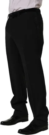 Dolce & Gabbana Mens Virgin Wool Tapered Leg Trousers Black Silk
