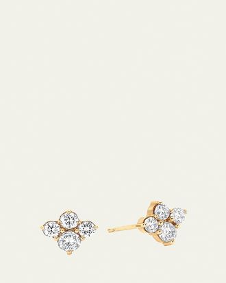 Sara Weinstock 18K Yellow Gold Diamond Cluster Stud Earrings