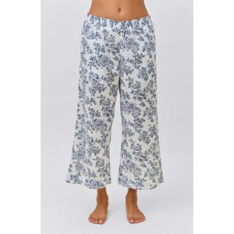Papinelle Sleepwear Nostalgia Floral Crop Cotton Pajamas in White at Nordstrom, Size Xx-Large