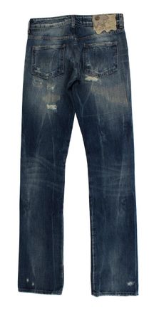 Roberto Cavalli Womens Blue Wash Torn Cotton Straight Fit Jeans Clothing