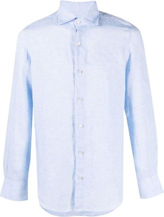 Finamore long-sleeve linen shirt - men - Linen/Flax - 42 - Blue