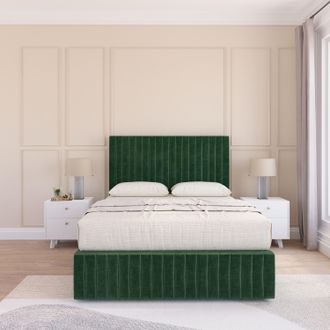 Sloomy Madison Divan Bed Set With No drawers & Matching Footboard - Plush Velvet in Emerald | Size: Single