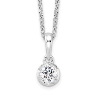 Diamond2Deal 14k White Gold 1/4 Ct Lab Grown Diamond Solitaire Pendant Necklace 18 Clarity VS, Color D-E