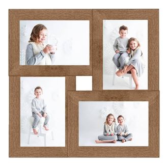 Berkfield Home Collage Photo Frame for 4x(10x15 cm) Picture Light Brown MDF | Size: 10x15 cm