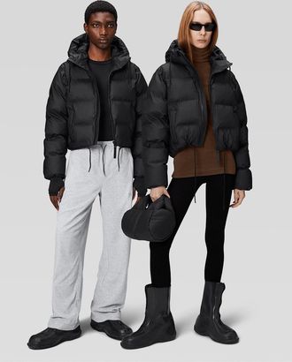 Rains Womens Rains W Alta Unisex Puffer Jacket - 01 Black - Size: 10/8