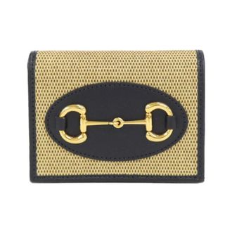 Gucci Beige Navy Canvas Leather Wallet (Bi-Fold) (Pre-Owned)