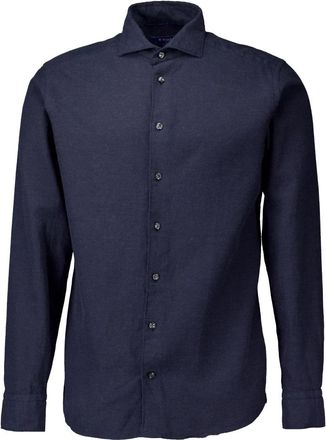 Eton Flanellen Overhemd Donkerblauw Lange Mouw - Heren - Casual Overhemden - Blauw - 3XL - Katoen - Overhemden