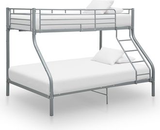 vidaXL Letto A Castello Grigio In Metallo 140x200 Cm/90x200 Cm - Vidaxl