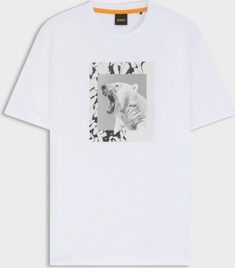 Boss Orange by Hugo Boss Mens Te lupo T-Shirt in White Cotton - Size X-Large