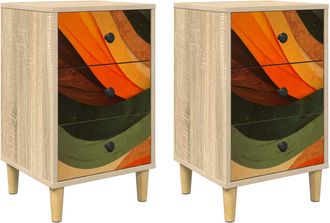 vidaXL Mesa De Noche Zaandam 2 Uds. Roble Sonoma 36 X 33 X 60 Cm Vidaxl