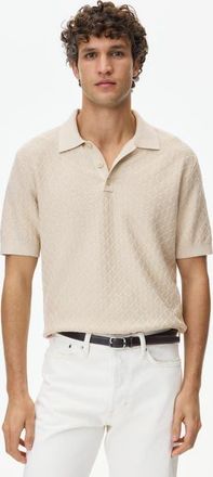 H&M Slim-fit Textured-knit Polo Shirt in Light Beige at Nordstrom, Size X-Large