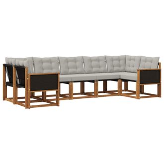 vidaXL Conjunto De Sof&aacute;s De Exterior 7 Pcs Natural Y Gris Claro Vidaxl