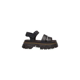 Dr. Martens Flat Sandals, female, Black, Size: 11 US Platform Leather Sandals with Buckle Fastening