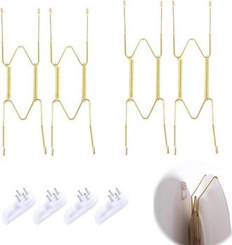 No Brand Ganchos Invisibles Para Tableros - 4 Piezas - Xl - 22,4 Cm - Dorado - Soporte De Pared Para Decoraci&oacute;n - Para Colgar Tableros Decorativos Y Obras De A