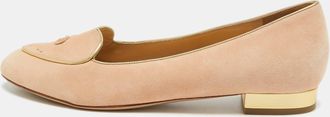 Charlotte Olympia Pink Suede Cancer Smoking Slippers