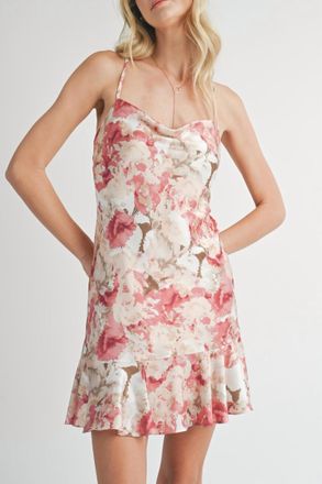 Sadie & Sage Dinner Bias Cowl Neck Dress In Soft Pink