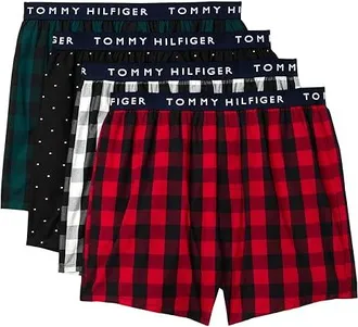 Tommy Hilfiger Woven Cotton Boxer 4-Pack Mens Underwear Meadow : SM